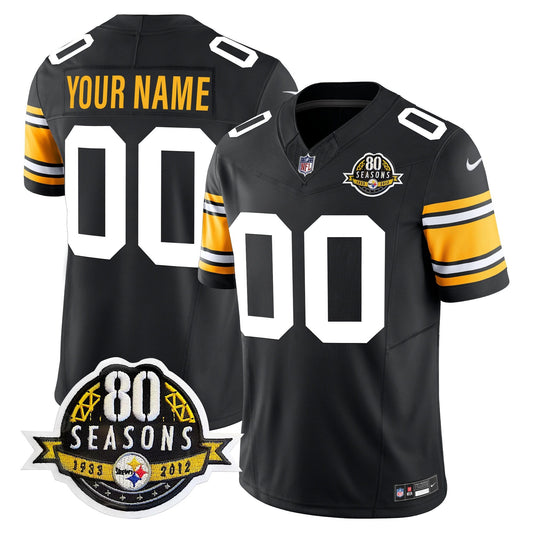 Steelers 80th Anniversary Patch Vapor Limited Custom Jersey - All Stitched