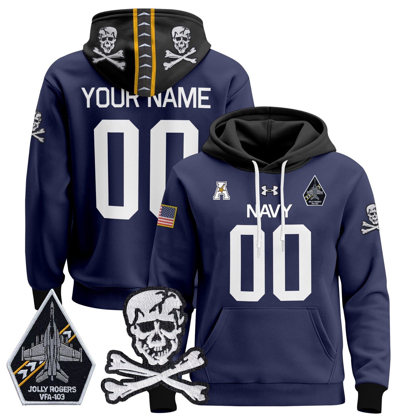 Navy Midshipmen 2024 Custom Pullover Hoodie V2