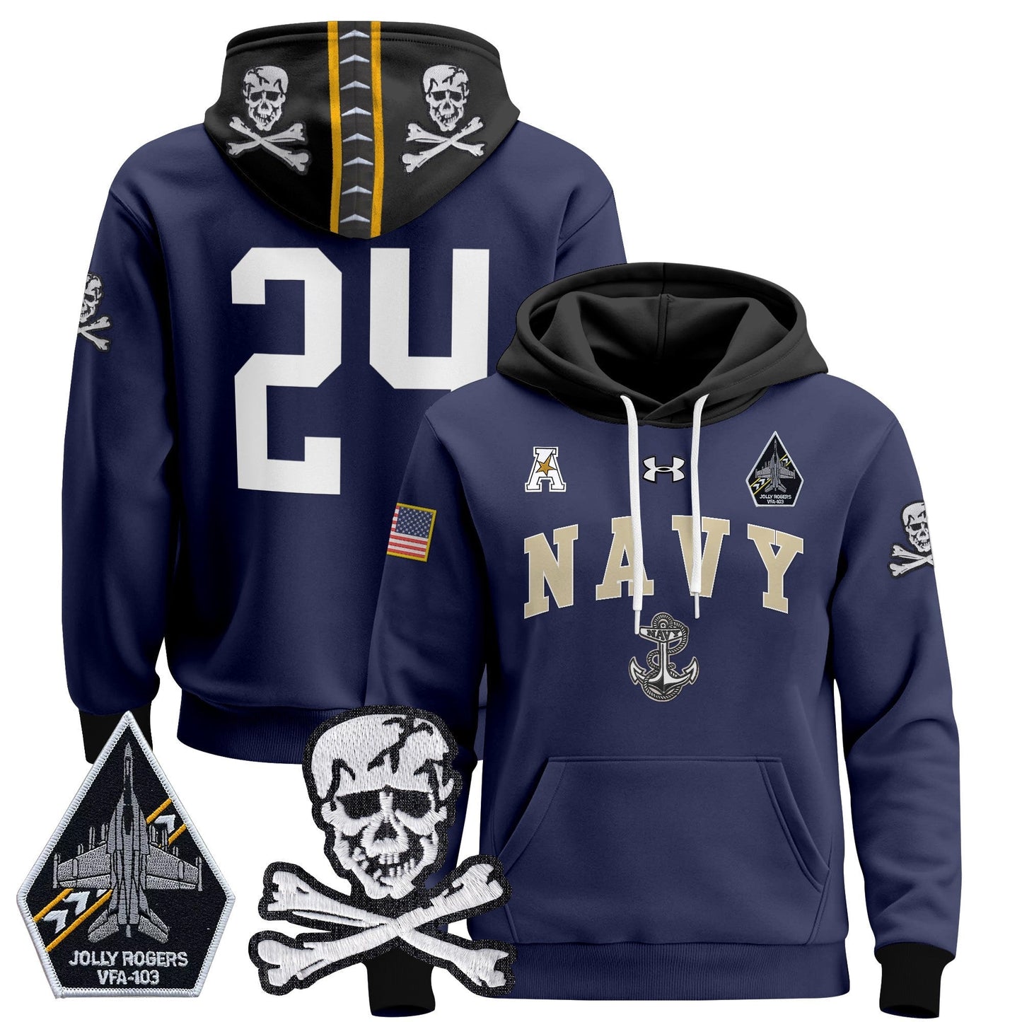 Navy Midshipmen 2024 Pullover Hoodie V4