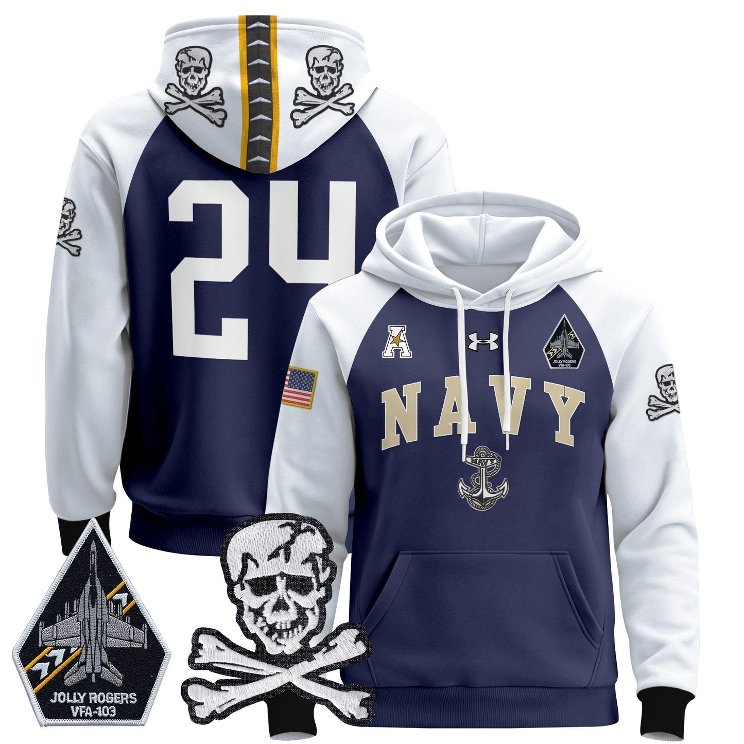 Navy Midshipmen 2024 Pullover Hoodie V4