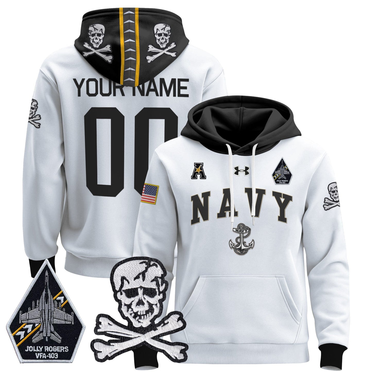 Navy Midshipmen 2024 Custom Pullover Hoodie V4