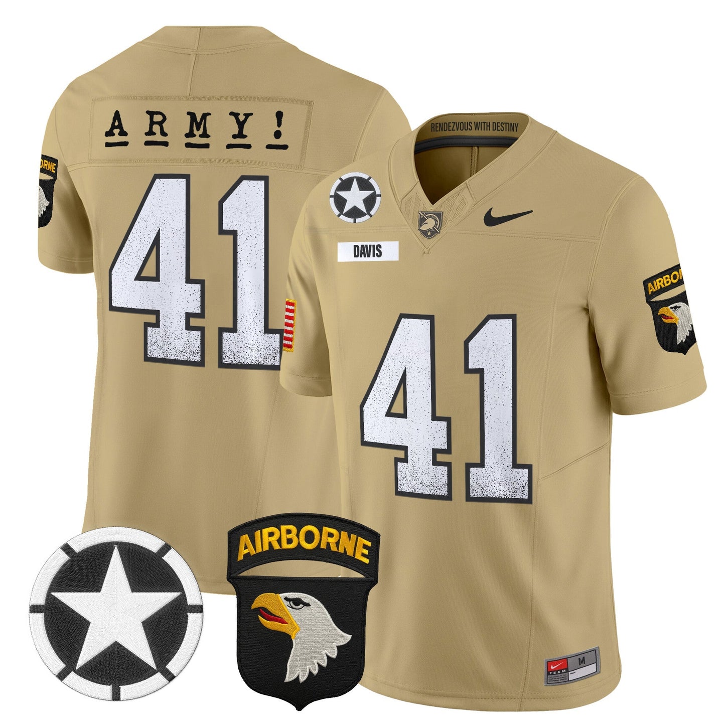 Army Black Knights 101st Airborne Division Patch 2024 Vapor Limited Jersey - All Stitched