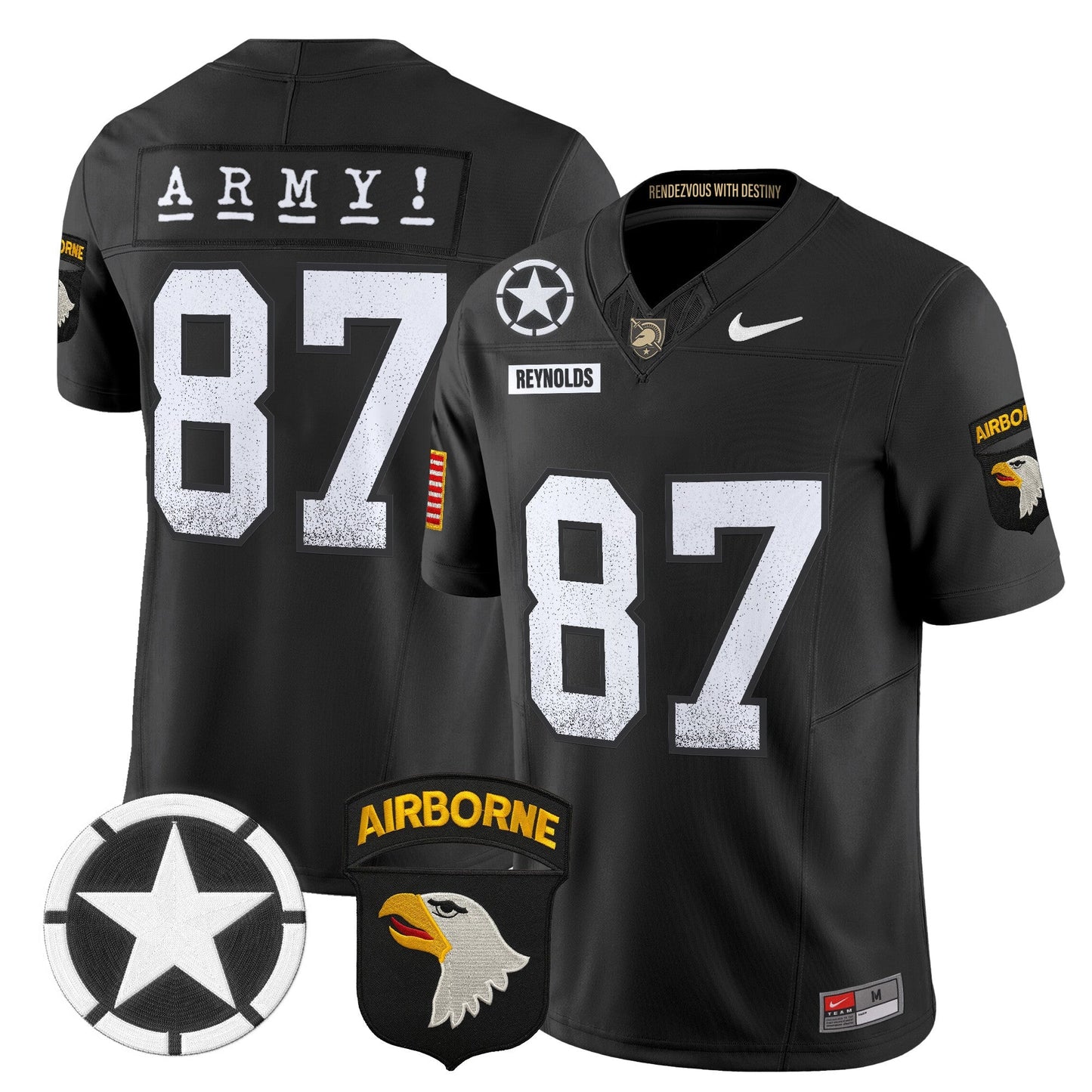 Army Black Knights 101st Airborne Division Patch 2024 Vapor Limited Jersey - All Stitched