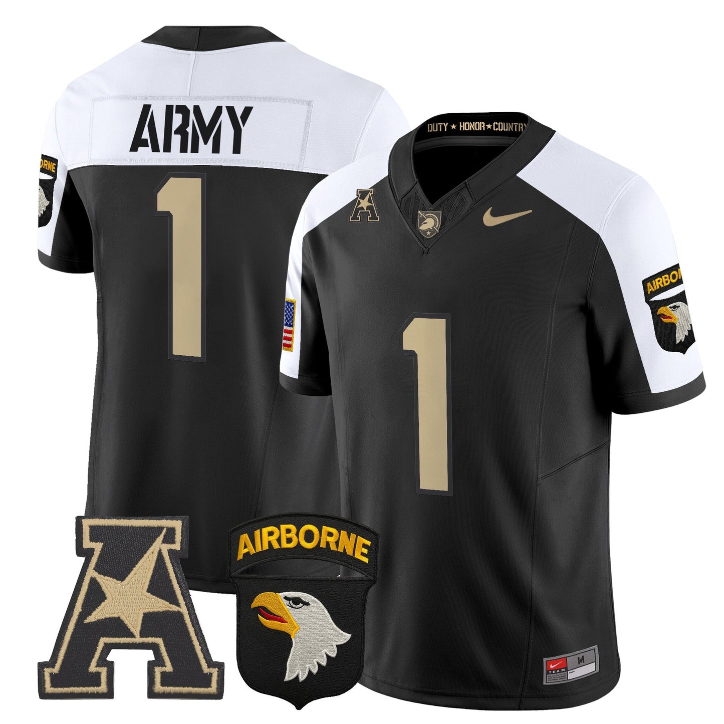 Army Black Knights 101st Airborne Division Patch 2024 Vapor Limited Jersey V2 - All Stitched