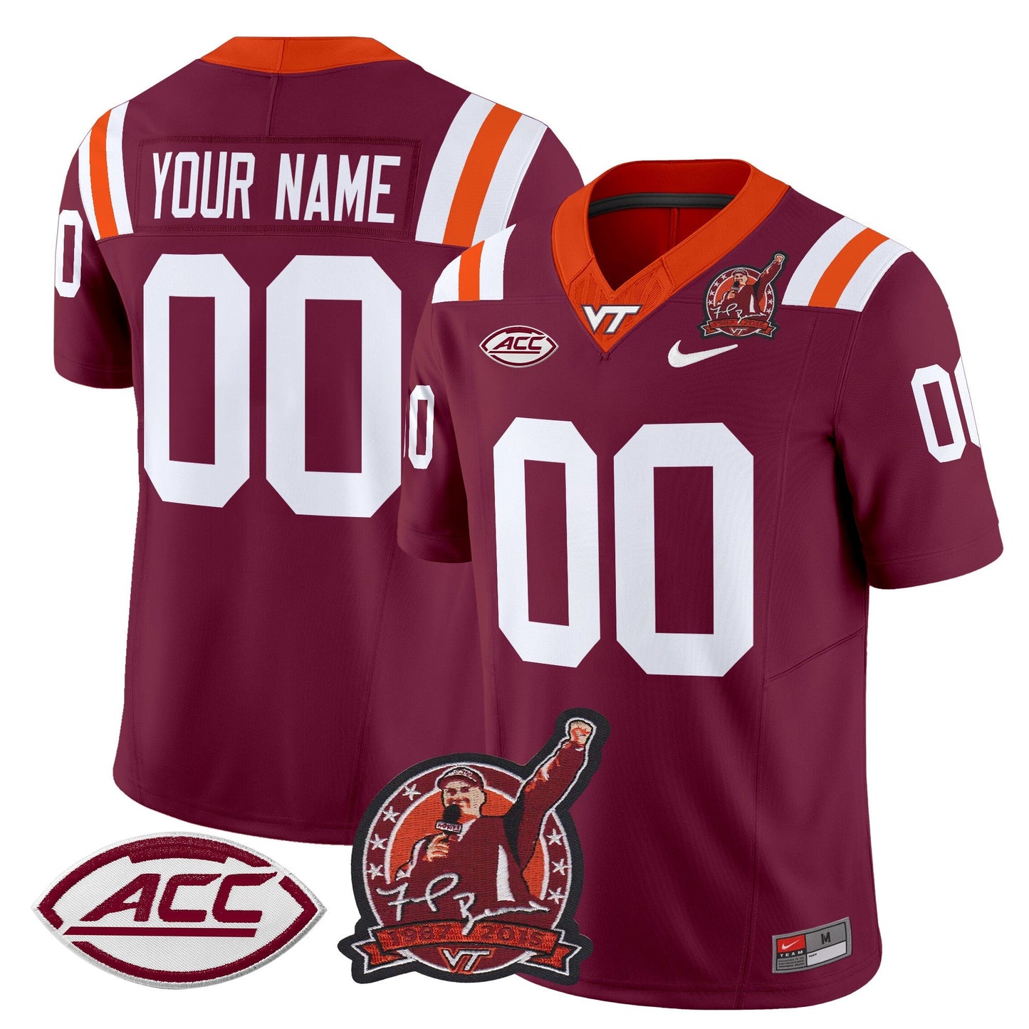 Virginia Tech Hokies Coach Frank Beamer Patch 2024 Vapor Limited Custom Jersey - All Stitched