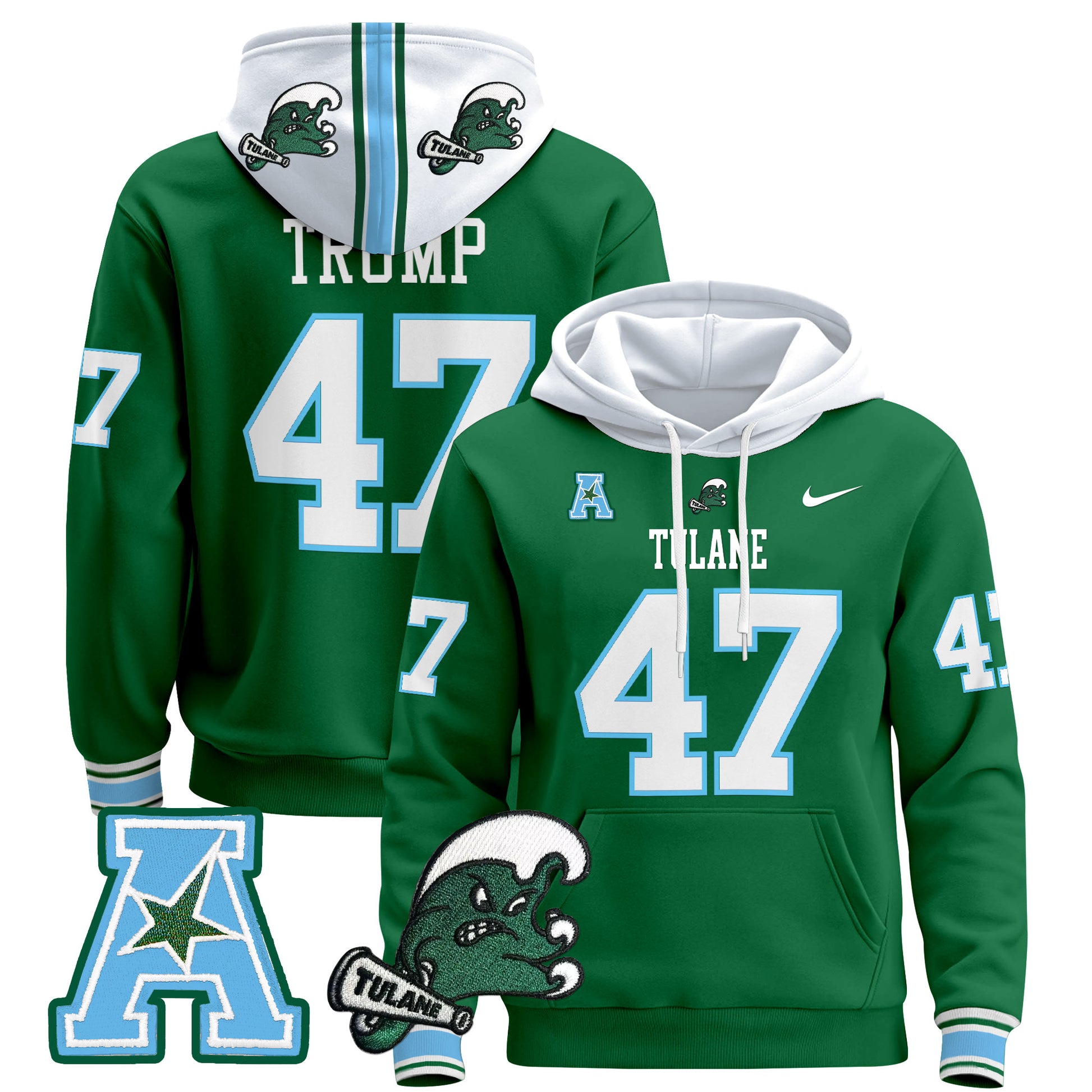 Men's Tulane Green Wave 2024 Pullover Hoodie - All Stitched