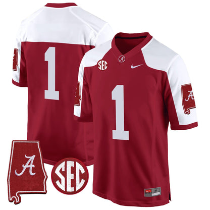 Alabama Crimson Tide 2024 Alabama Map Patch Game Jersey - All Stitched