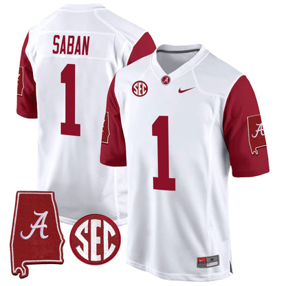 Alabama Crimson Tide 2024 Alabama Map Patch Game Jersey - All Stitched