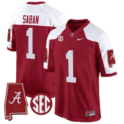 Alabama Crimson Tide 2024 Alabama Map Patch Game Jersey - All Stitched