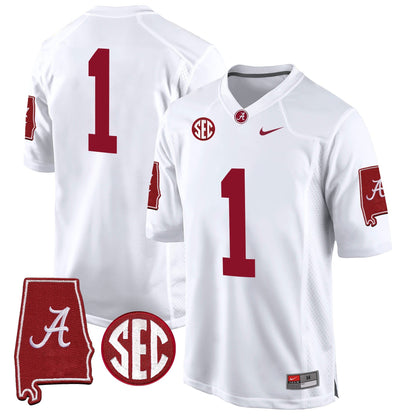 Alabama Crimson Tide 2024 Alabama Map Patch Game Jersey - All Stitched