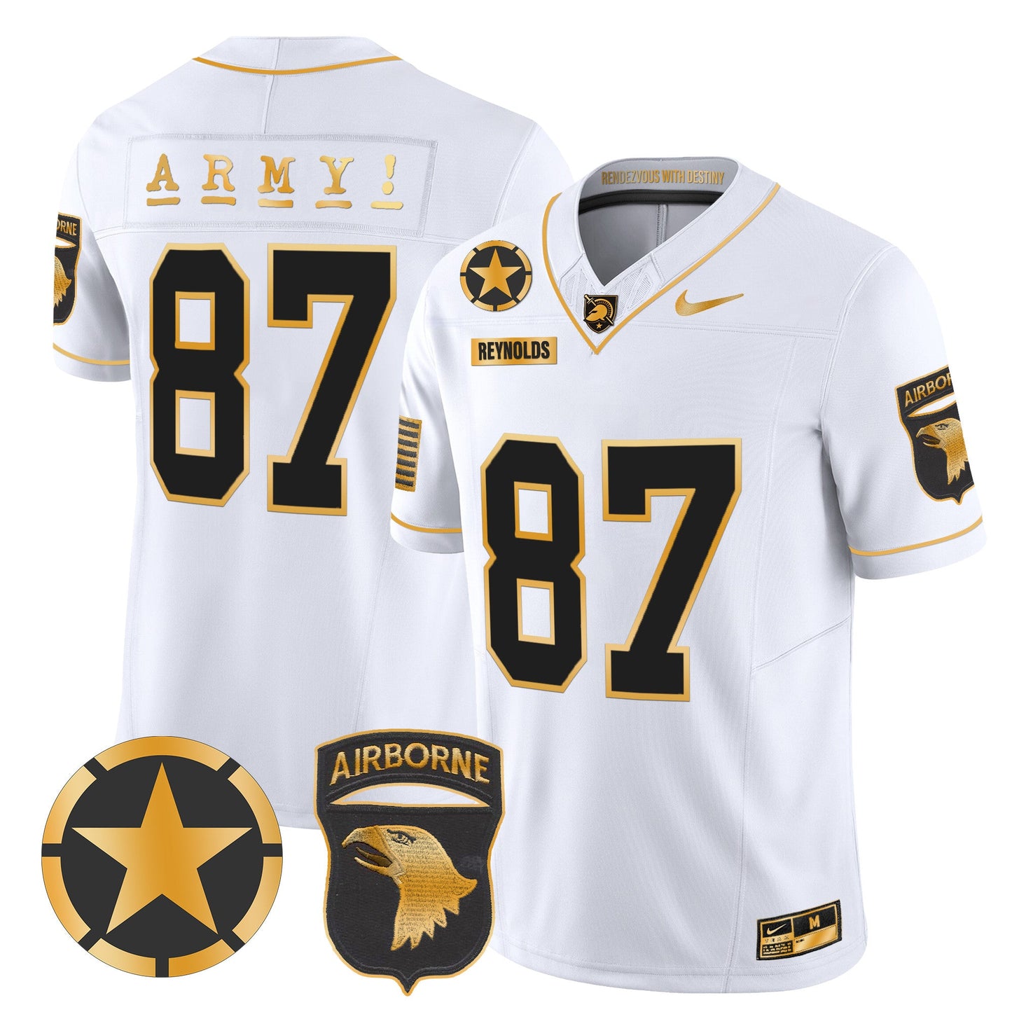 Army Black Knights 101st Airborne Division Patch 2024 Gold Vapor Limited Jersey - All Stitched