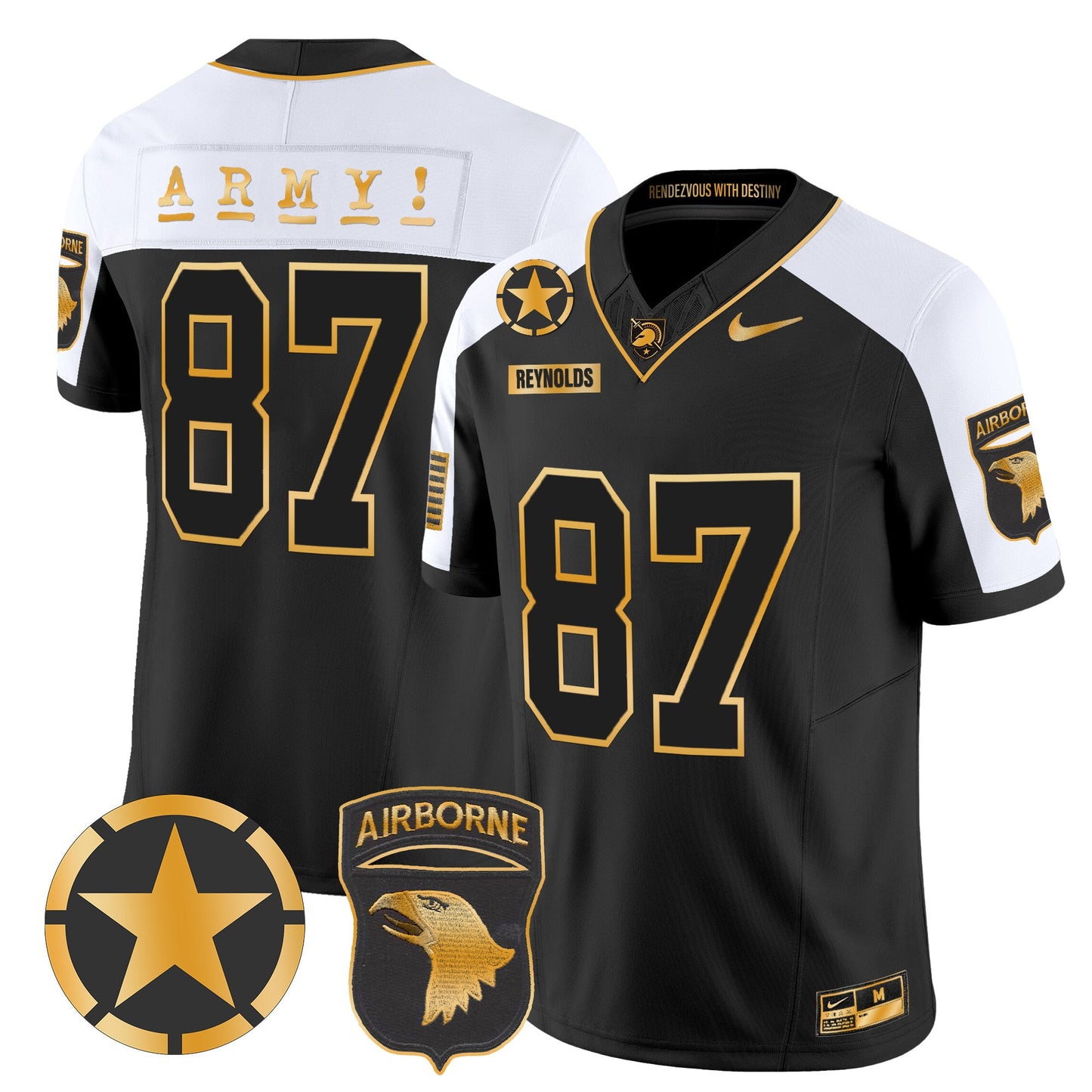 Army Black Knights 101st Airborne Division Patch 2024 Gold Vapor Limited Jersey - All Stitched