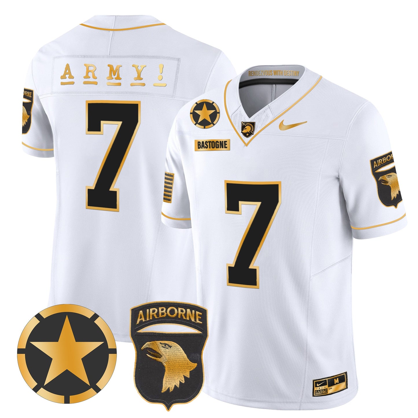 Army Black Knights 101st Airborne Division Patch 2024 Gold Vapor Limited Jersey - All Stitched