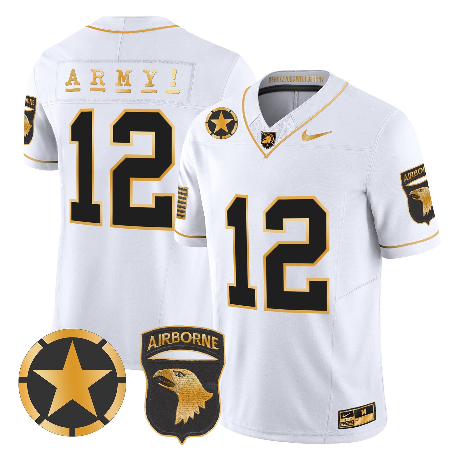 Army Black Knights 101st Airborne Division Patch 2024 Gold Vapor Limited Jersey - All Stitched