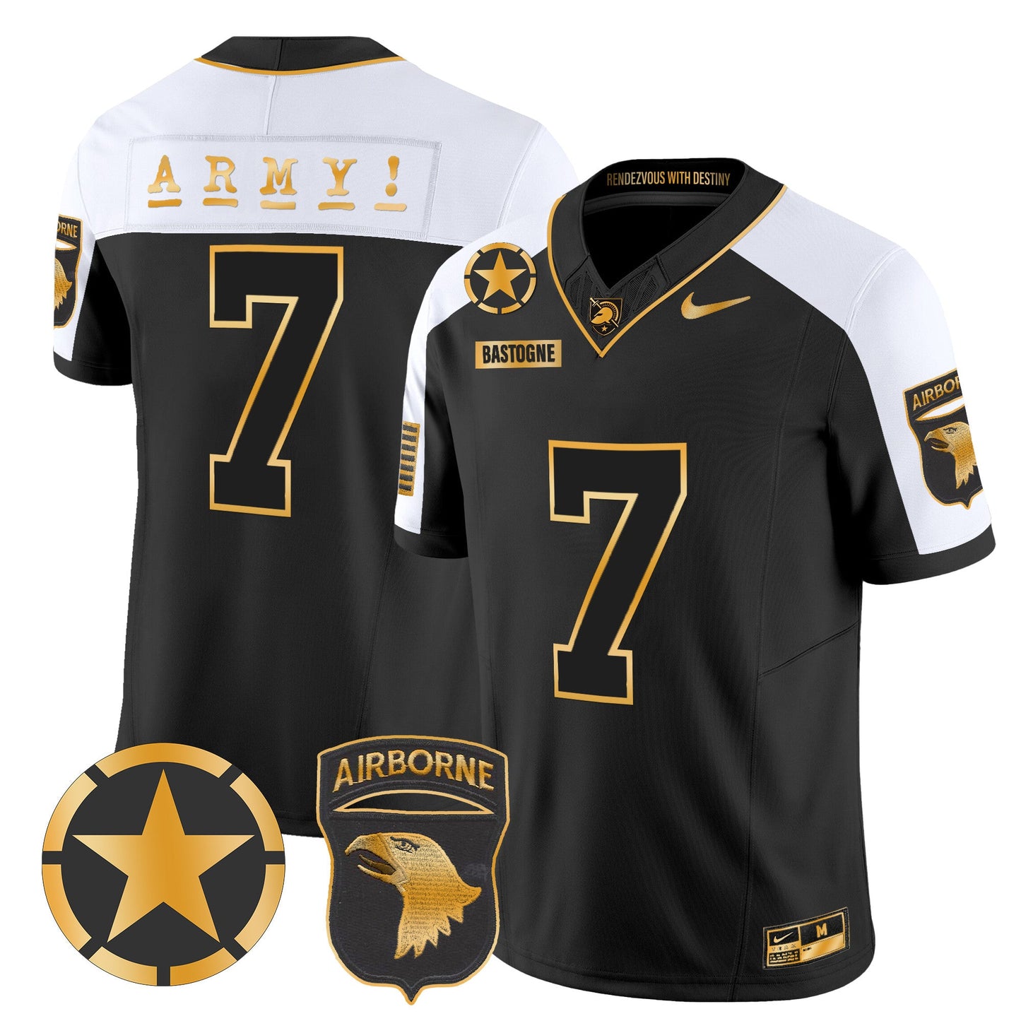 Army Black Knights 101st Airborne Division Patch 2024 Gold Vapor Limited Jersey - All Stitched