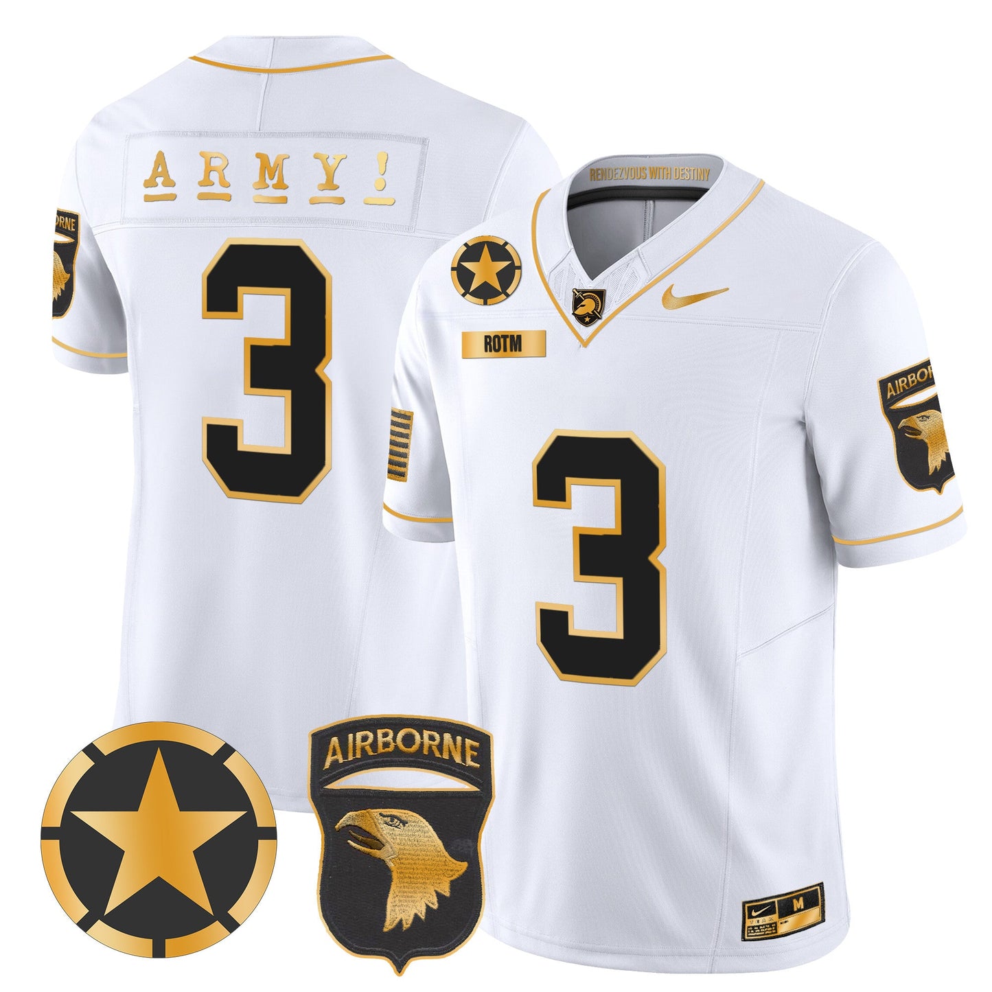 Army Black Knights 101st Airborne Division Patch 2024 Gold Vapor Limited Jersey - All Stitched