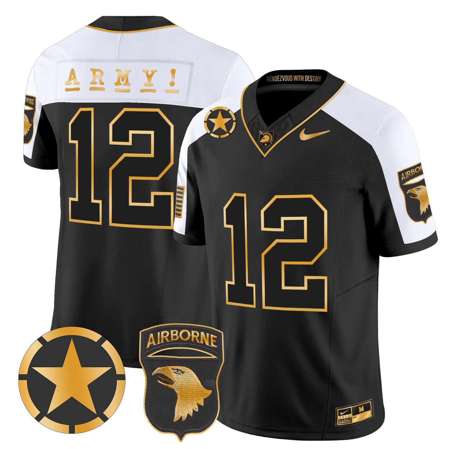 Army Black Knights 101st Airborne Division Patch 2024 Gold Vapor Limited Jersey - All Stitched