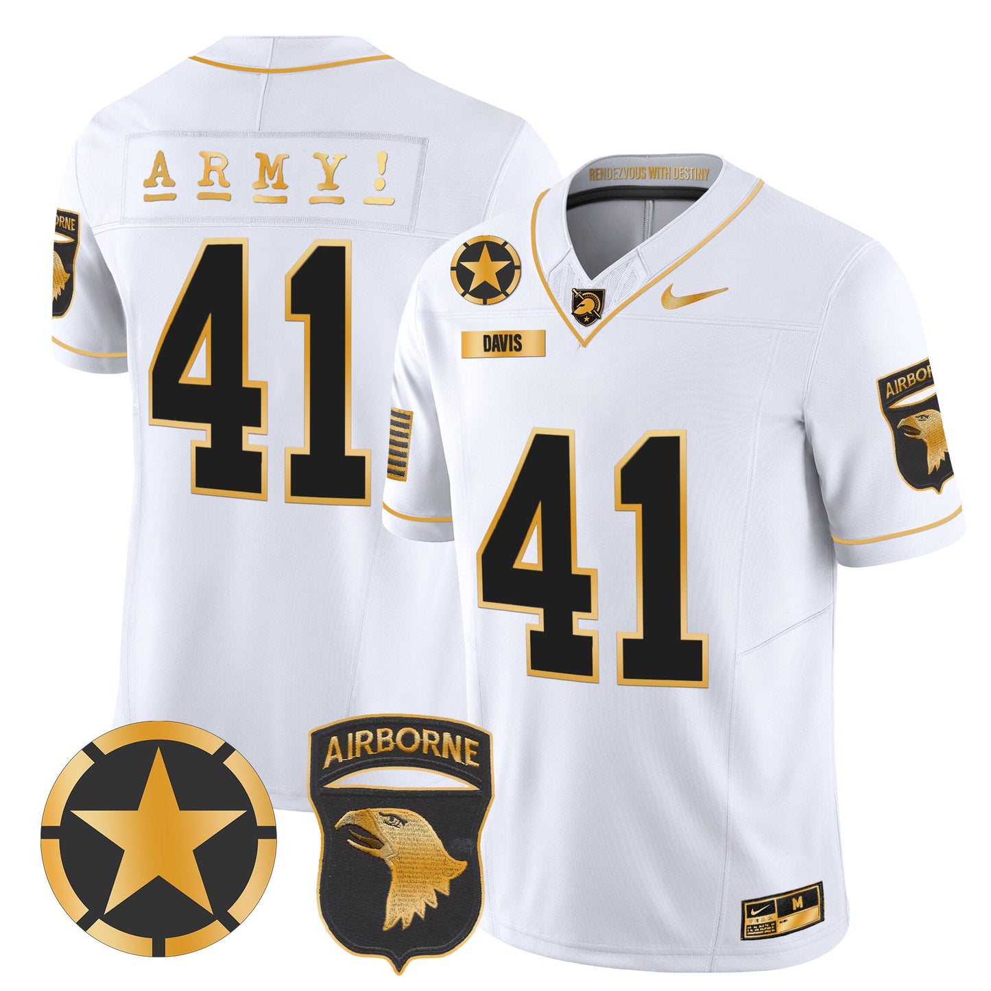 Army Black Knights 101st Airborne Division Patch 2024 Gold Vapor Limited Jersey - All Stitched