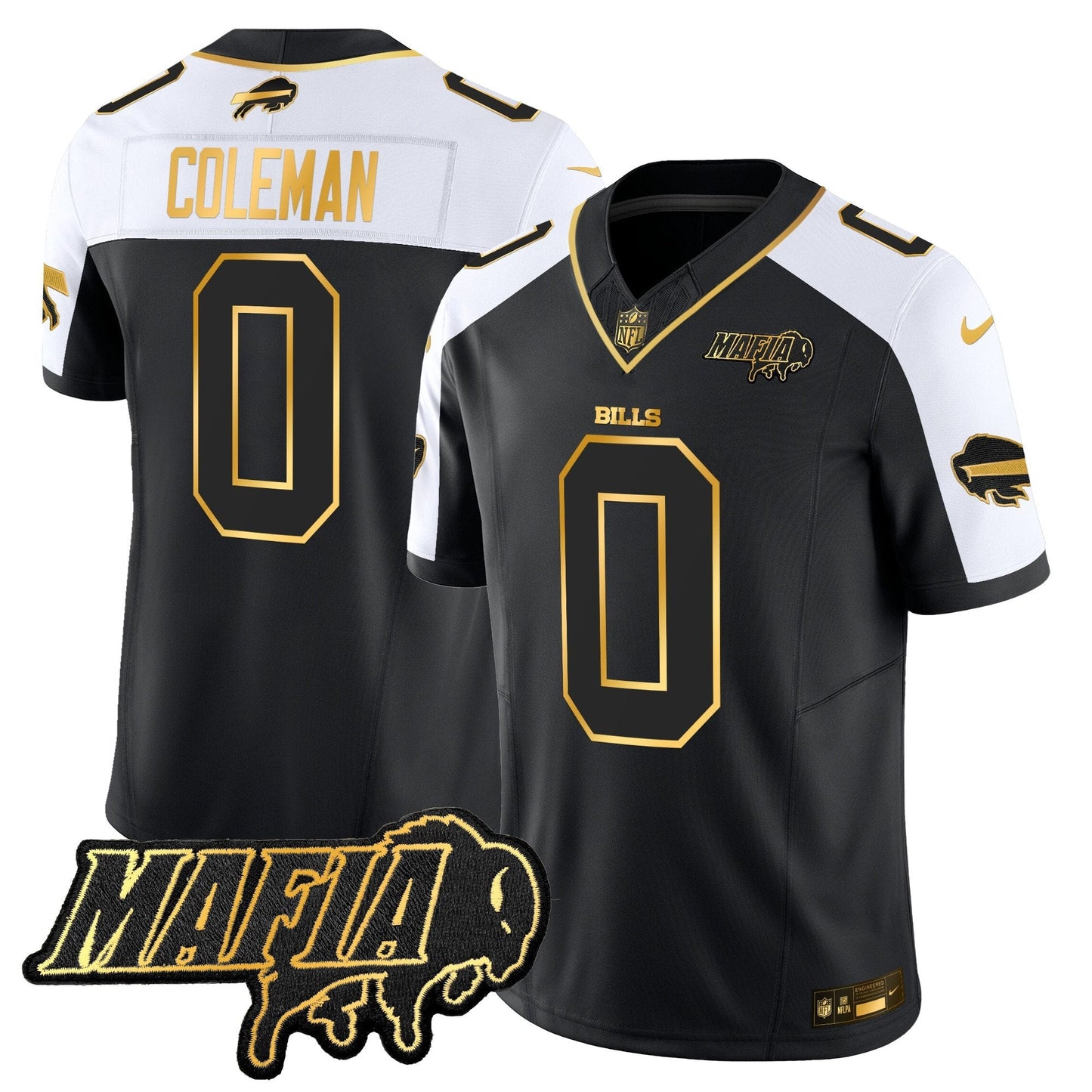 BUF 2024 Bills Mafia Patch Gold Vapor Limited Jersey - All Stitched