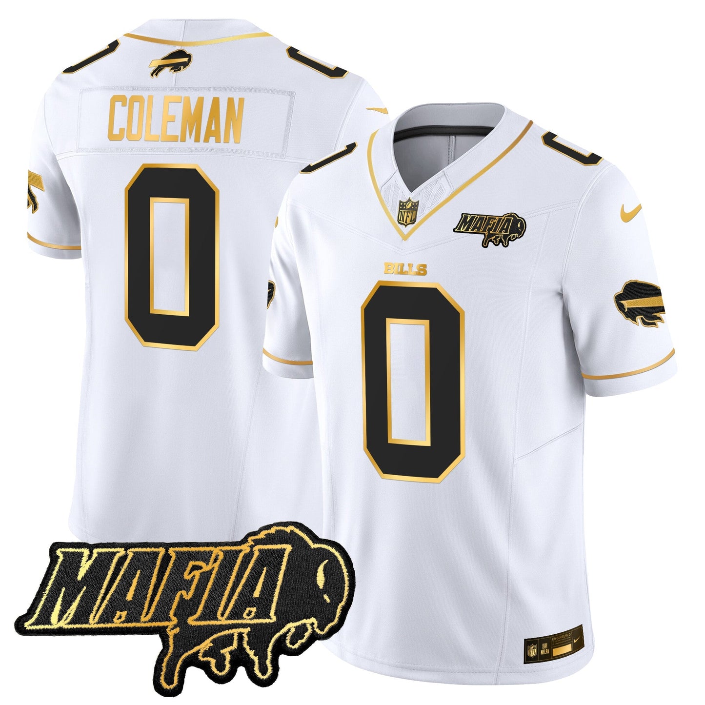 BUF 2024 Bills Mafia Patch Gold Vapor Limited Jersey - All Stitched
