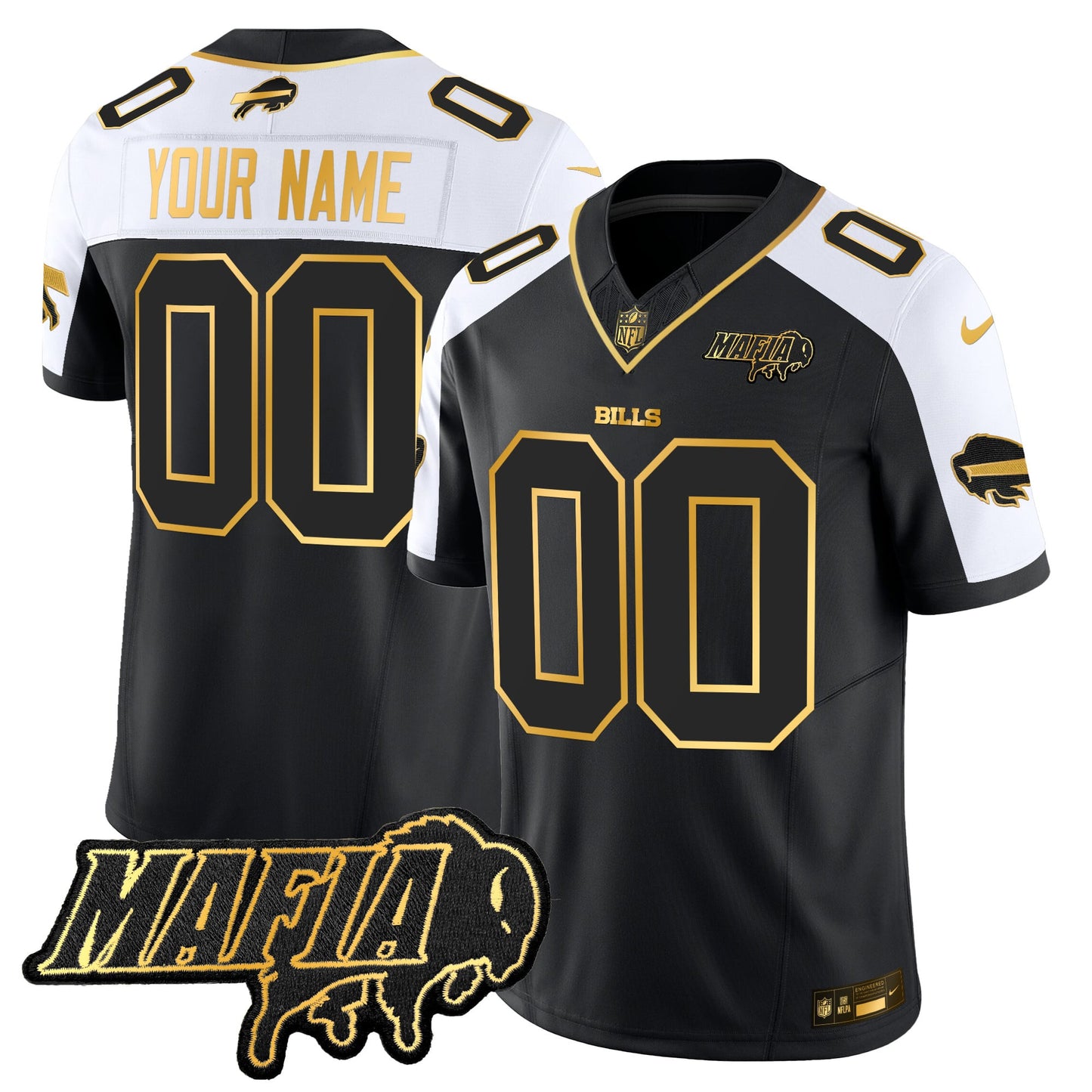 Buffalo Bills 2025 Bills Mafia Patch Gold Vapor Limited Custom Jersey - All Stitched
