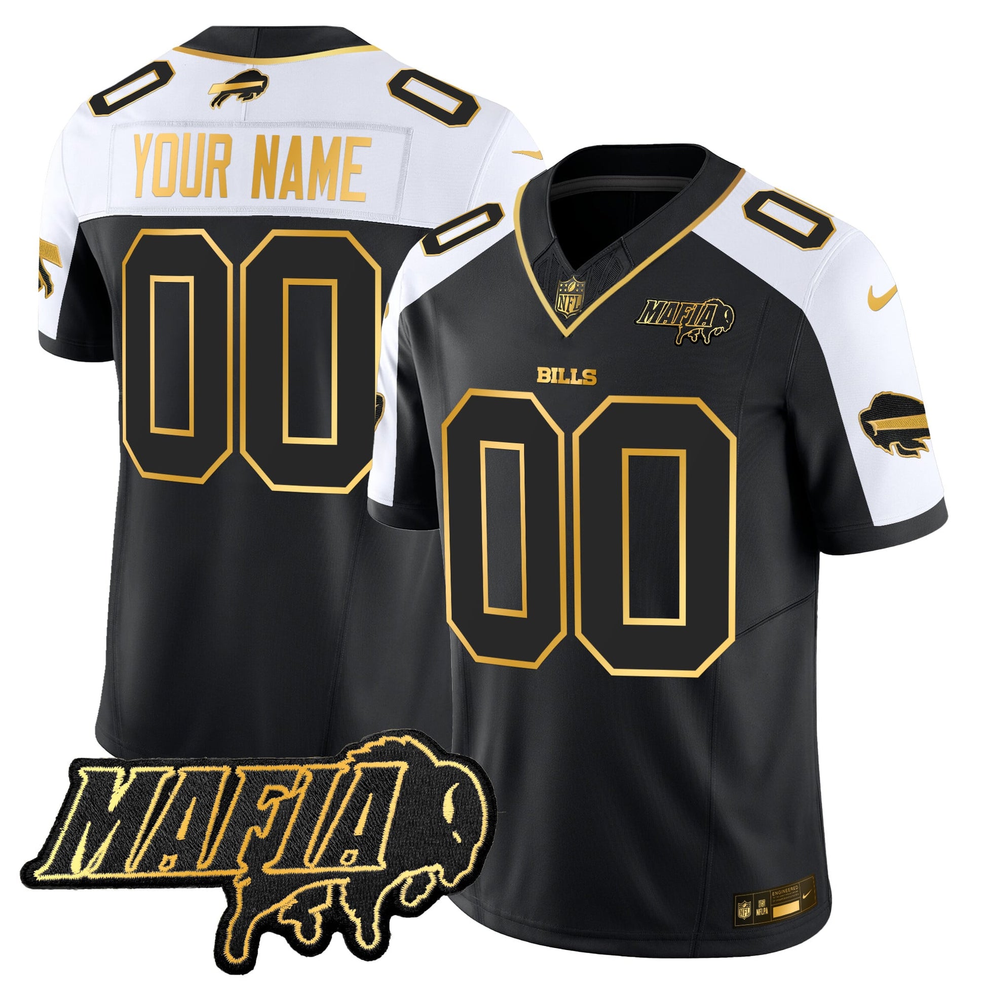 Buffalo Bills 2025 Bills Mafia Patch Gold Vapor Limited Custom Jersey - All Stitched