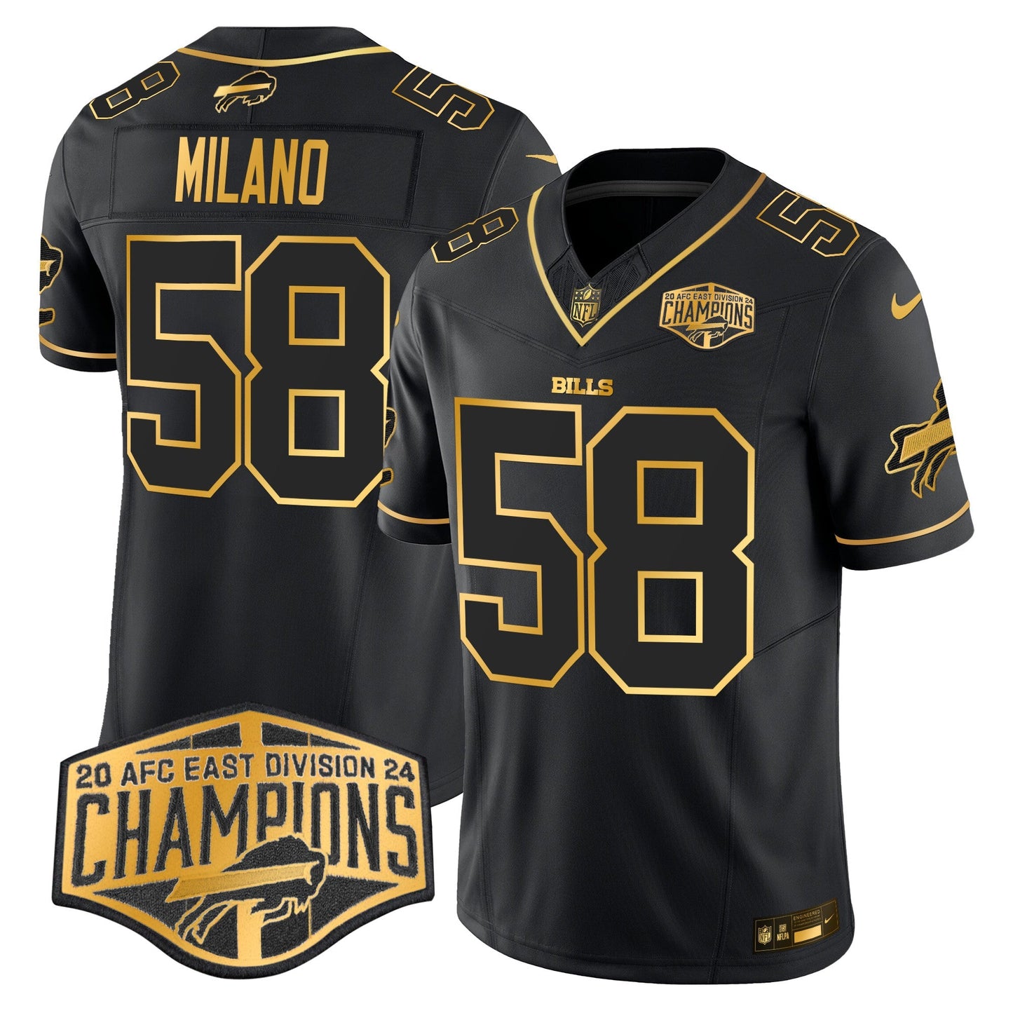 Bills 2024 AFC East Division Champions Gold Vapor Limited Jersey - All Stitched