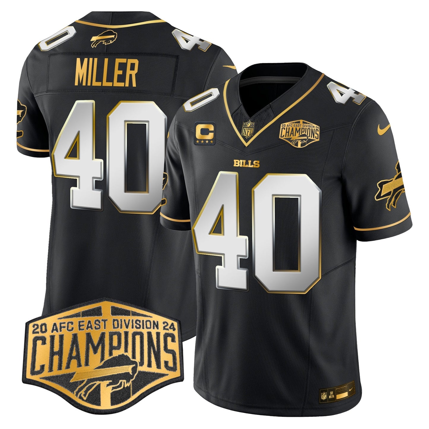 Bills 2024 AFC East Division Champions Gold Vapor Limited Jersey - All Stitched