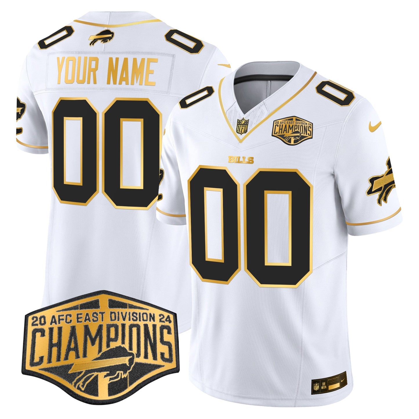 Bills 2024 AFC East Division Champions Gold Vapor Limited Custom Jersey - All Stitched