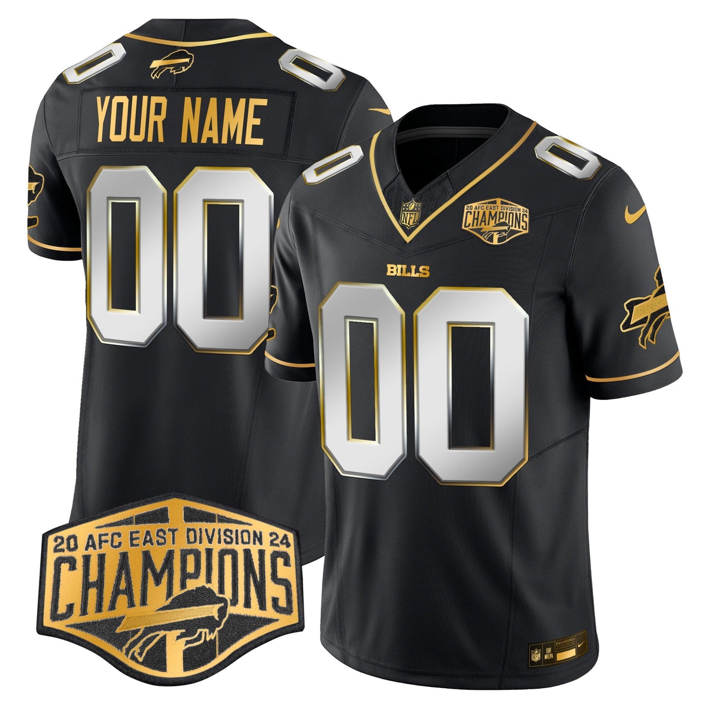 Bills 2024 AFC East Division Champions Gold Vapor Limited Custom Jersey - All Stitched