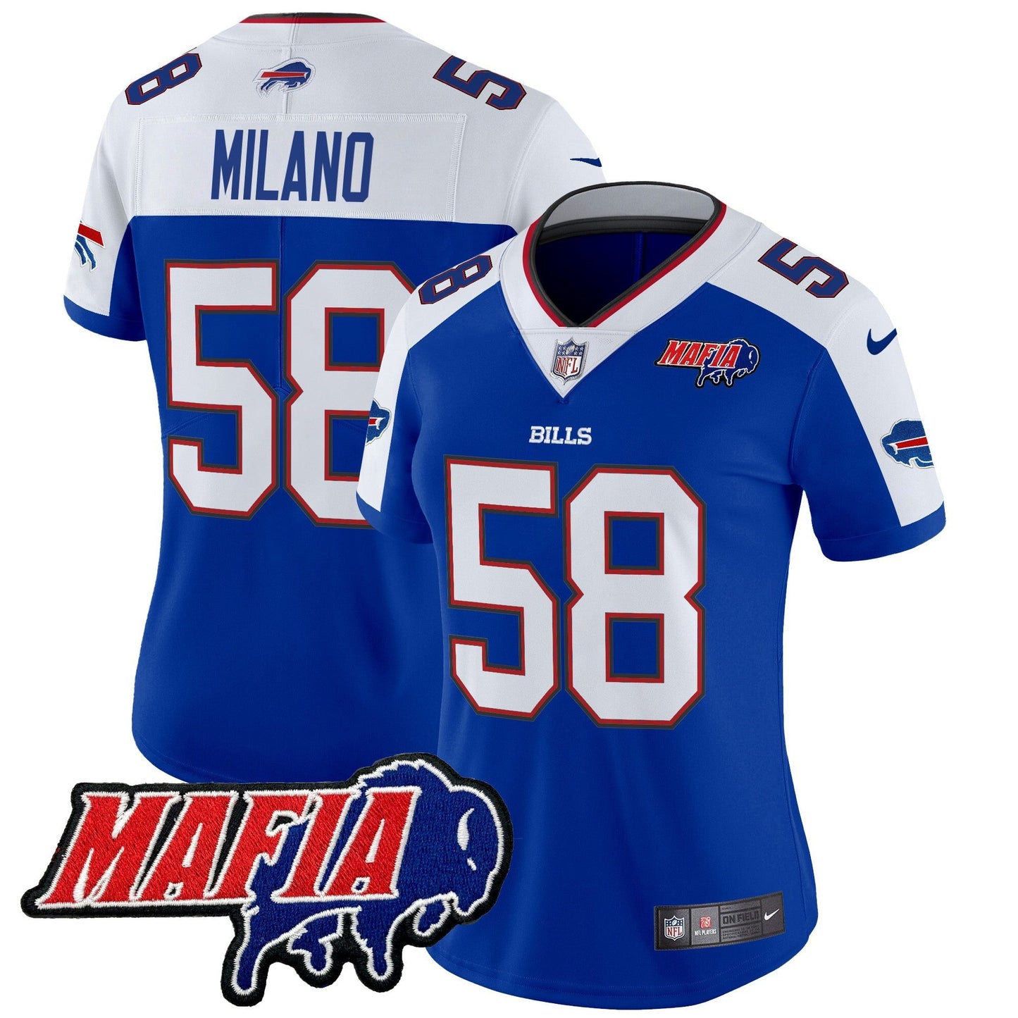 Women's BUF 2024 Bills Mafia Patch Vapor Limited Jersey - All Stitched