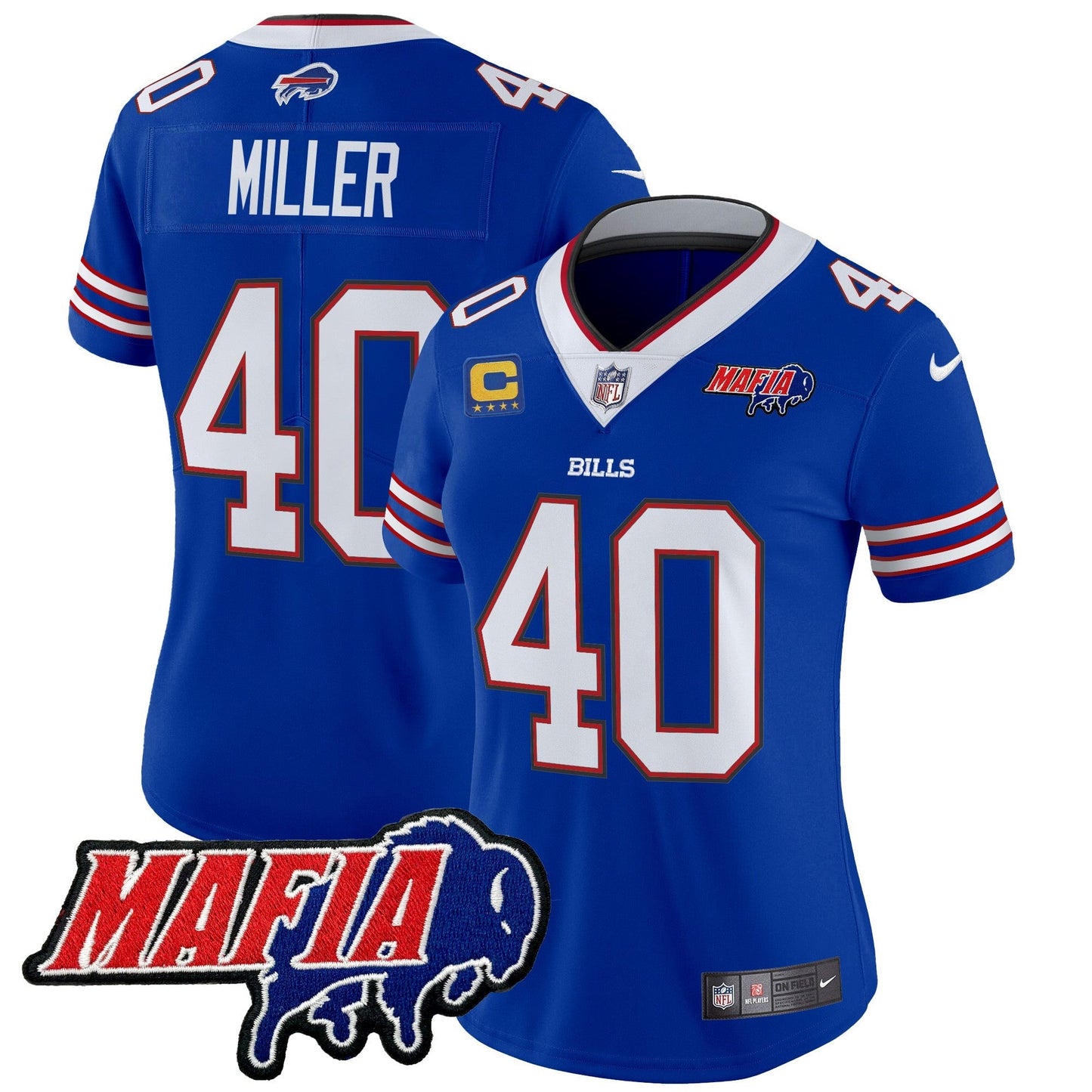 Women's BUF 2024 Bills Mafia Patch Vapor Limited Jersey - All Stitched