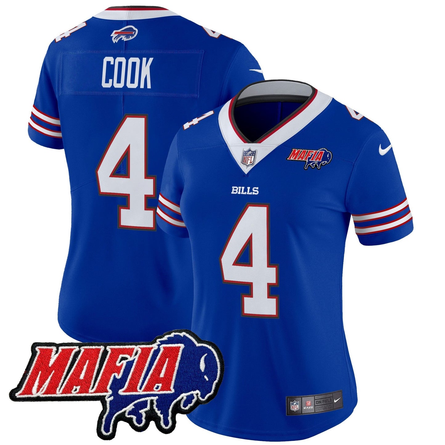 Women's BUF 2024 Bills Mafia Patch Vapor Limited Jersey - All Stitched
