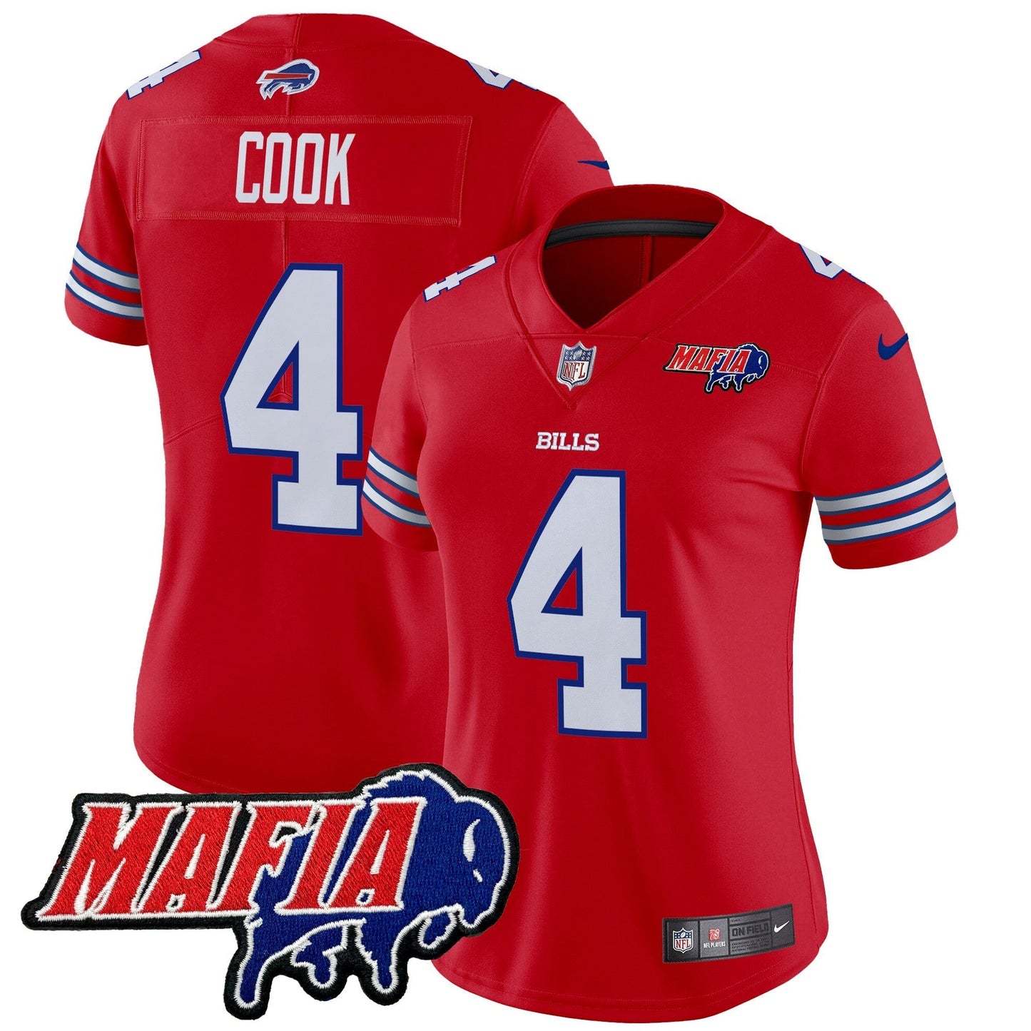 Women's BUF 2024 Bills Mafia Patch Vapor Limited Jersey - All Stitched