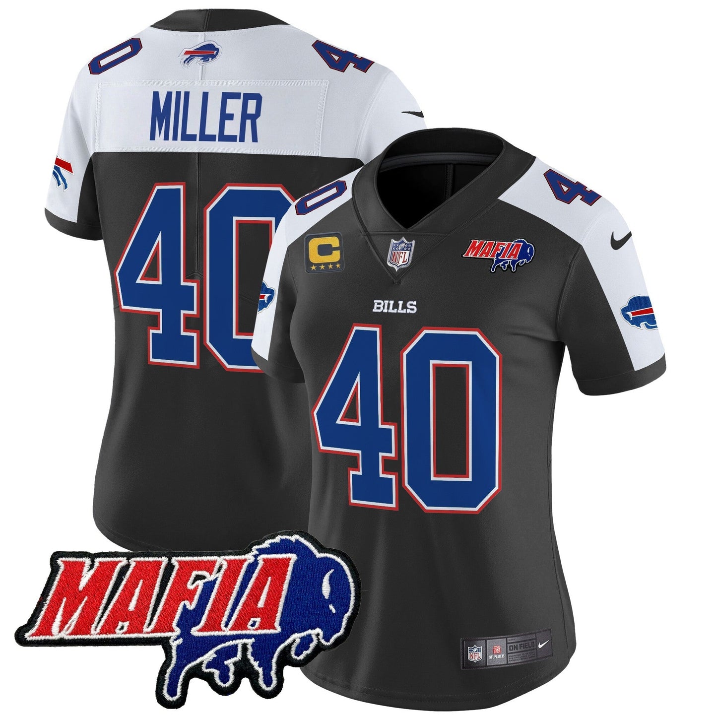 Women's BUF 2024 Bills Mafia Patch Vapor Limited Jersey - All Stitched