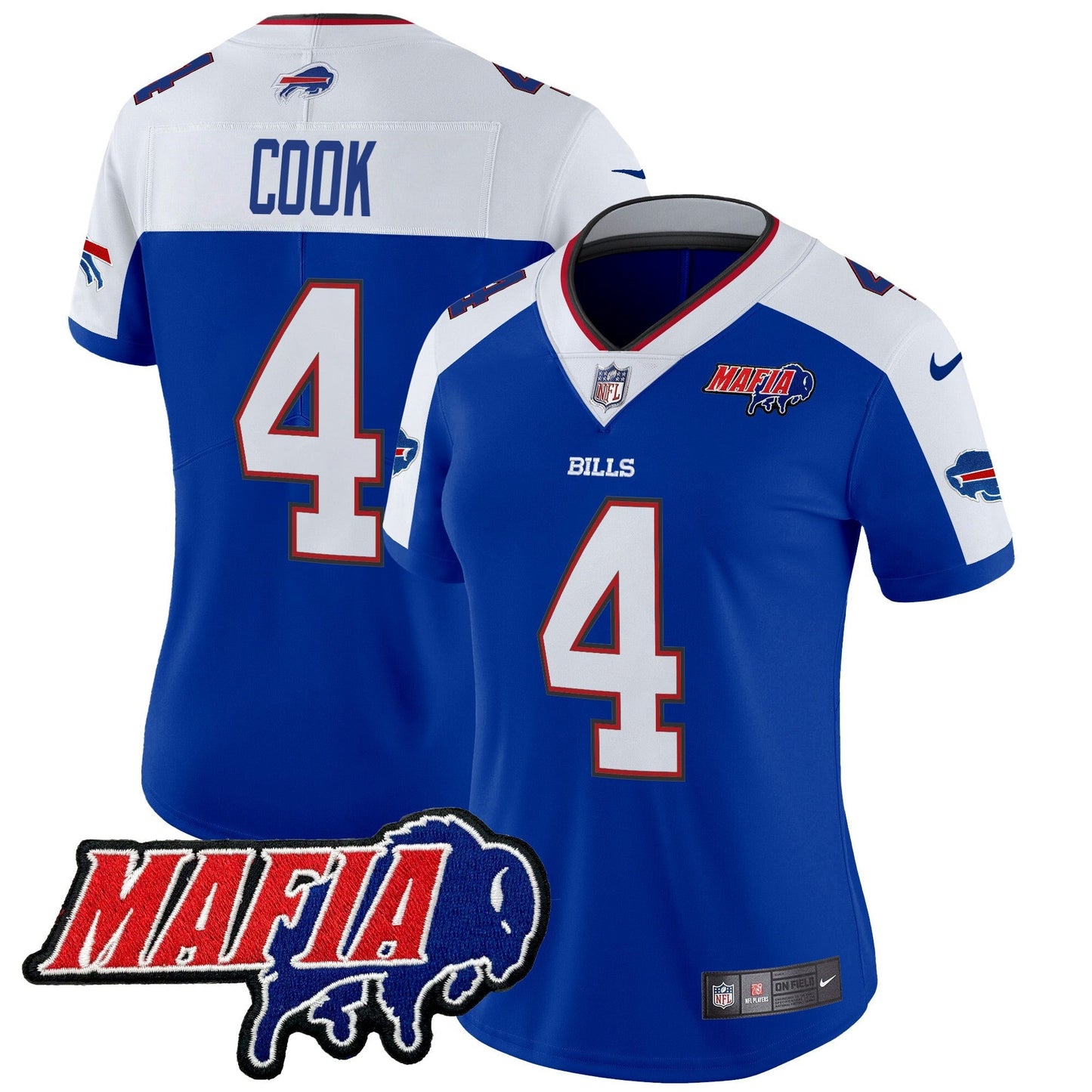 Women's BUF 2024 Bills Mafia Patch Vapor Limited Jersey - All Stitched