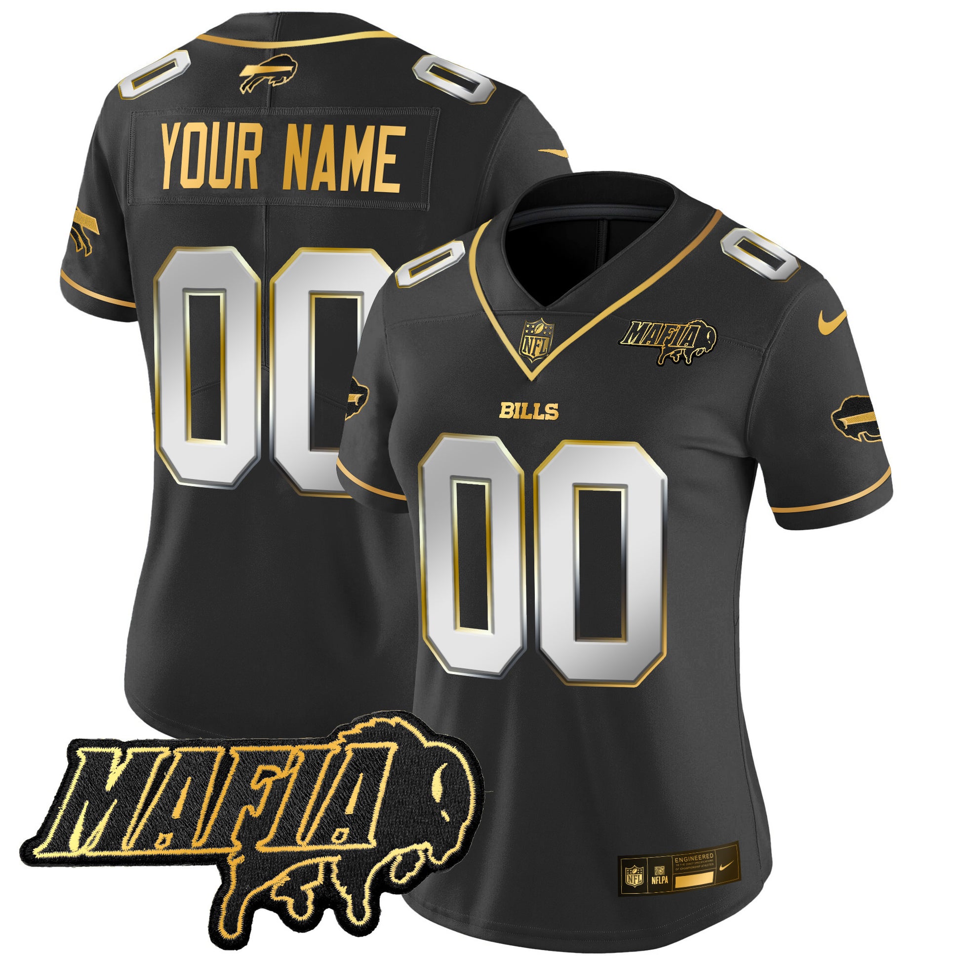 Buffalo Bills 2025 Bills Mafia Patch Gold Vapor Limited Custom Jersey - All Stitched