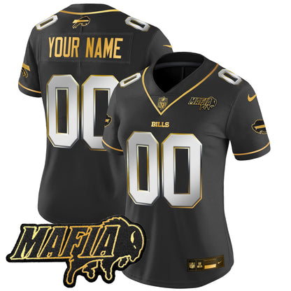 Buffalo Bills 2025 Bills Mafia Patch Gold Vapor Limited Custom Jersey - All Stitched