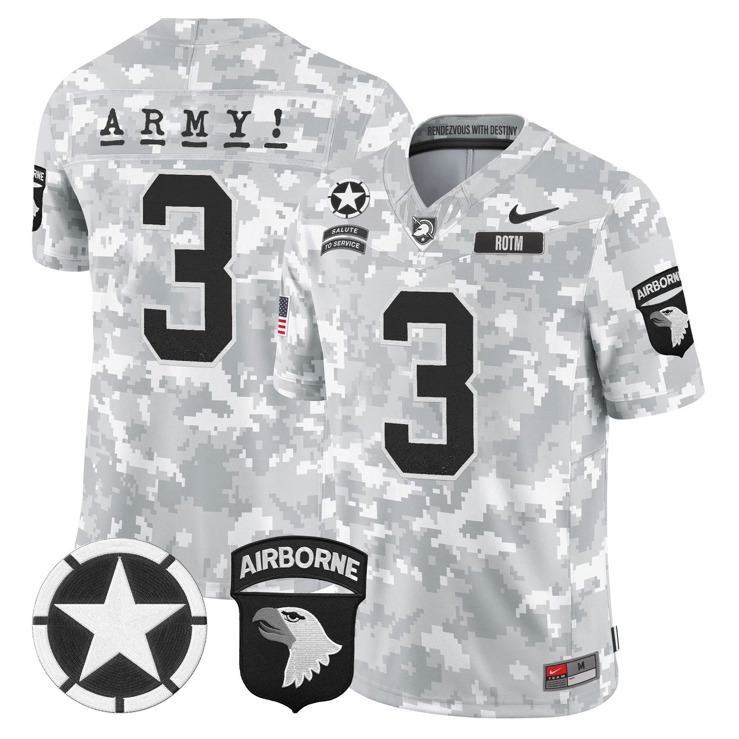 Army Black Knights 101st Airborne Division Patch 2024 Salute to Service Vapor Limited Jersey - All Stitched
