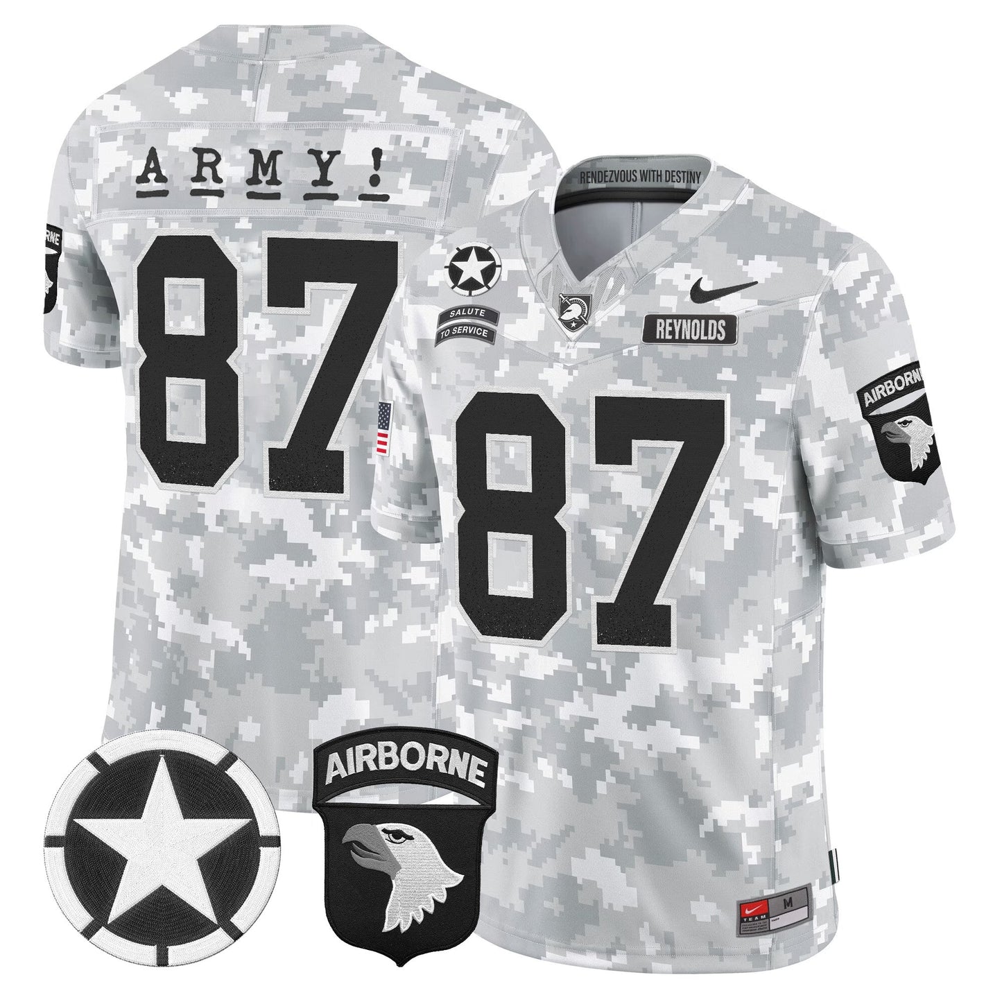 Army Black Knights 101st Airborne Division Patch 2024 Salute to Service Vapor Limited Jersey - All Stitched