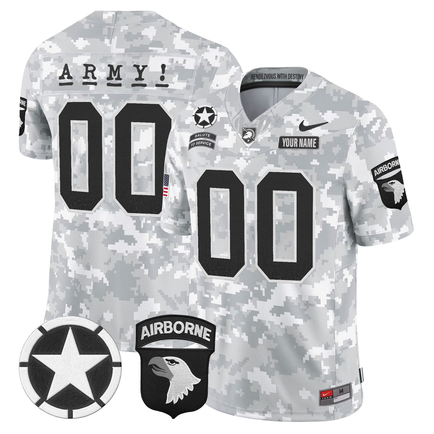 Army Black Knights 101st Airborne Division Patch 2024 Salute to Service Vapor Limited Custom Jersey - All Stitched