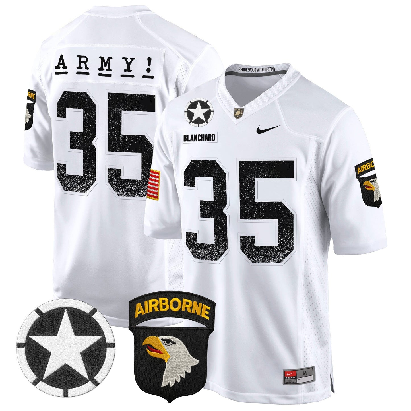 Army Black Knights 101st Airborne Division Patch 2024 Game Jersey - All Stitched
