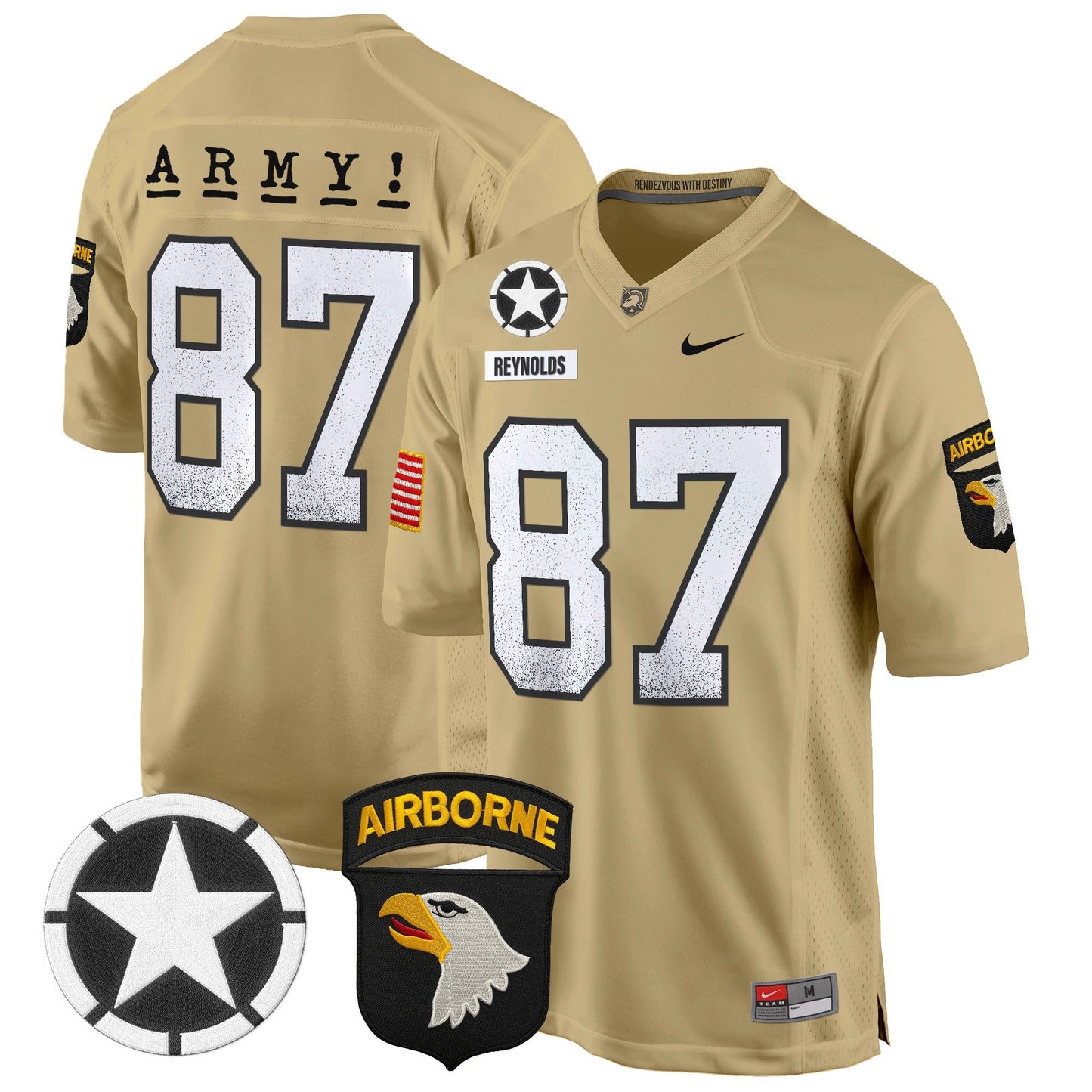 Army Black Knights 101st Airborne Division Patch 2024 Game Jersey - All Stitched
