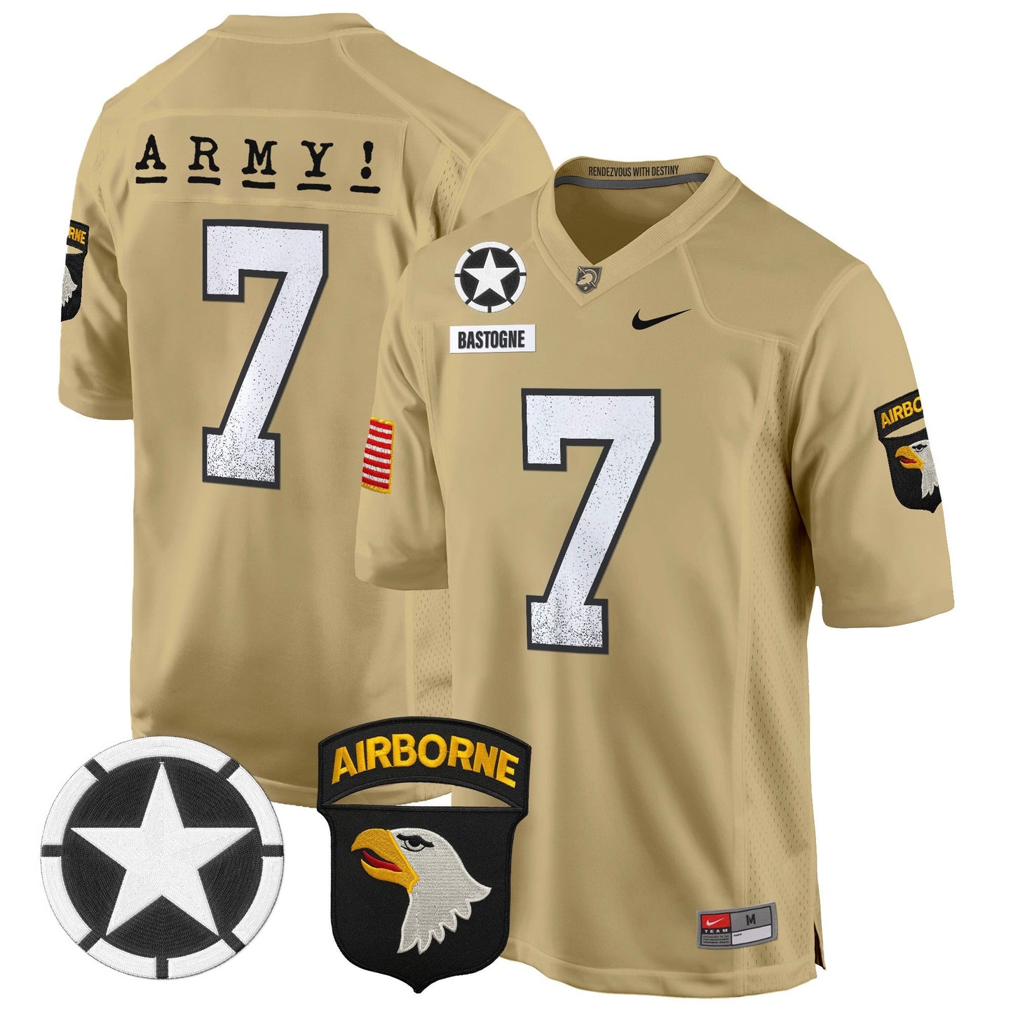 Army Black Knights 101st Airborne Division Patch 2024 Game Jersey - All Stitched
