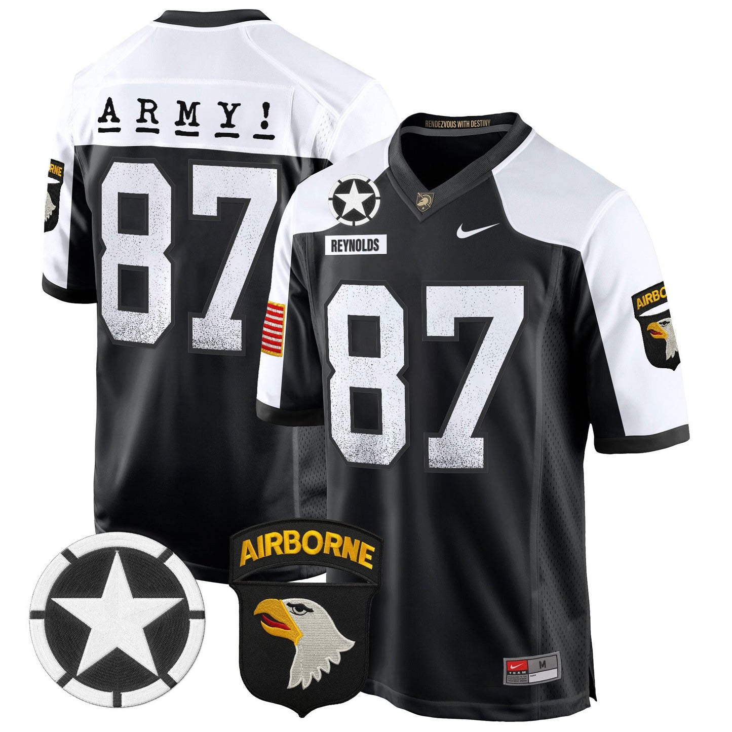 Army Black Knights 101st Airborne Division Patch 2024 Game Jersey - All Stitched