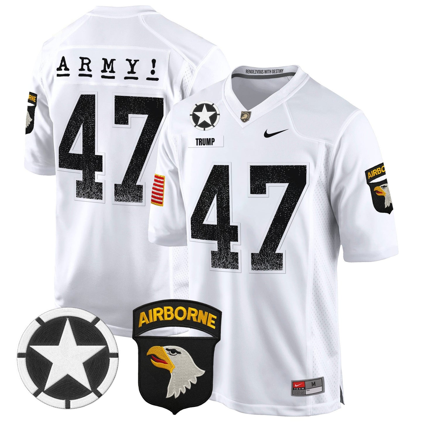 Army Black Knights 101st Airborne Division Patch 2024 Game Jersey - All Stitched