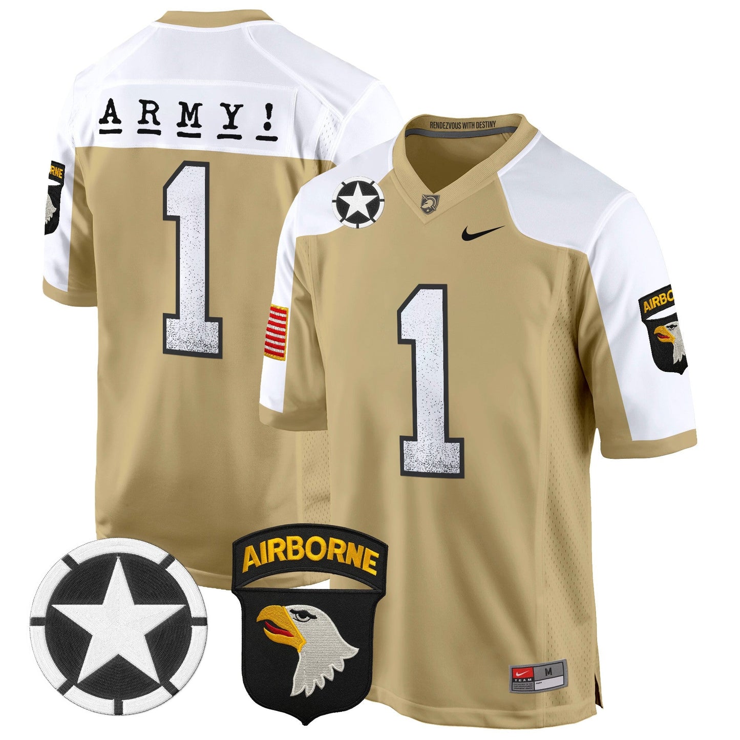 Army Black Knights 101st Airborne Division Patch 2024 Game Jersey - All Stitched