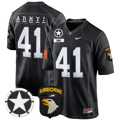 Army Black Knights 101st Airborne Division Patch 2024 Game Jersey - All Stitched