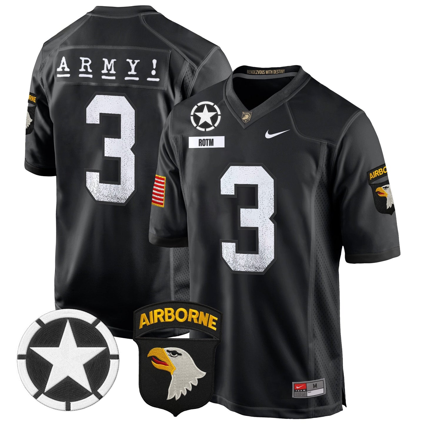 Army Black Knights 101st Airborne Division Patch 2024 Game Jersey - All Stitched
