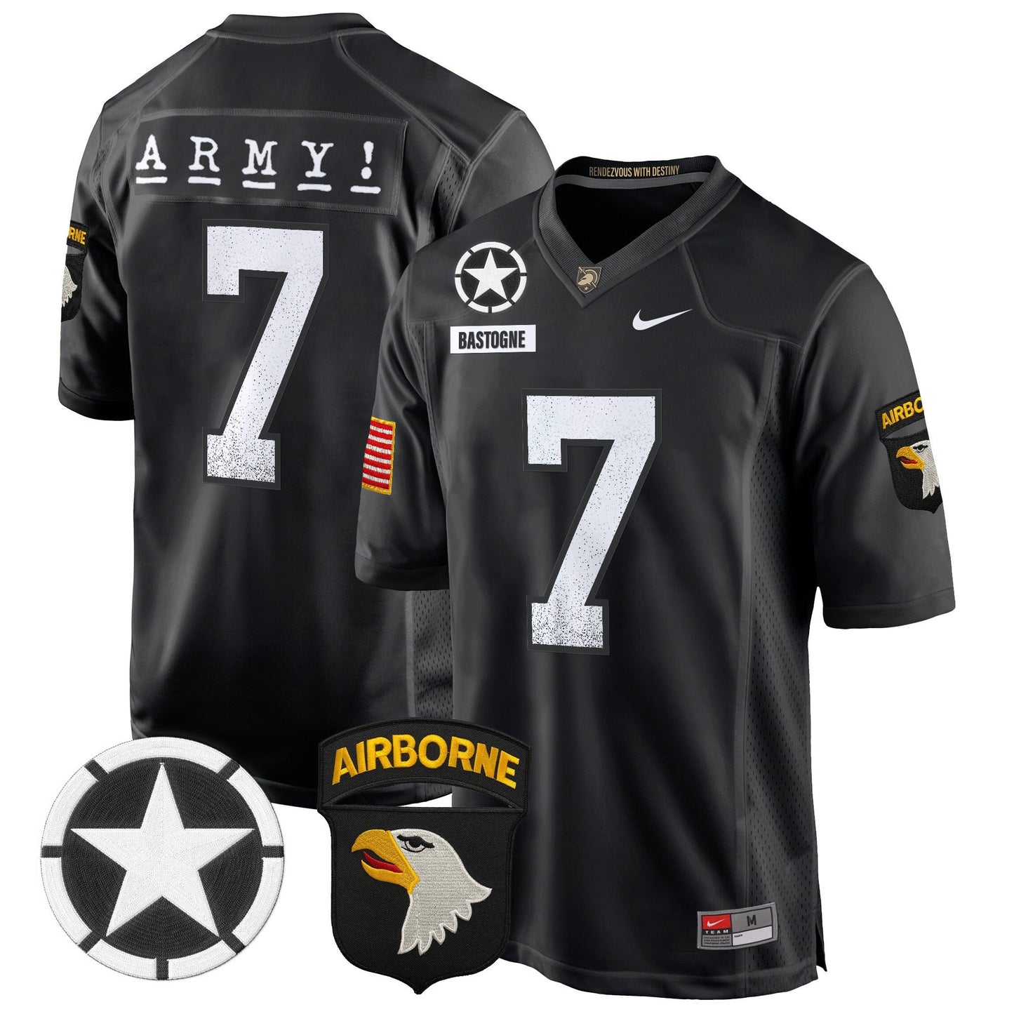 Army Black Knights 101st Airborne Division Patch 2024 Game Jersey - All Stitched
